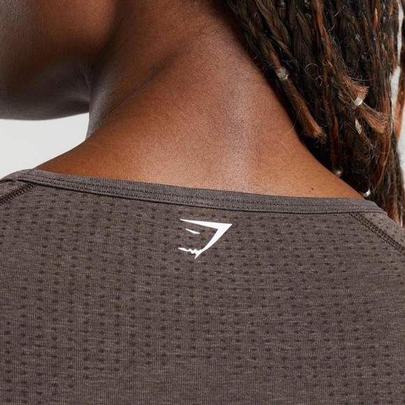 Gymshark Womens Vital Seamless 2.0 Long Sleeve Crop Top | S,M | Brown Marl NEW!! - Picture 7 of 12